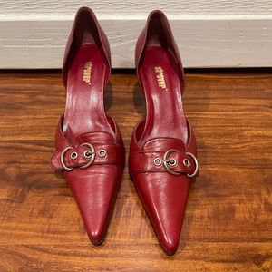 Red Leather Kitten Heels